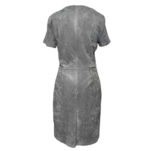 NWT 41 Hawthorn Faux Suede Gray Sheath Paneled Dress Size Medium Office Chic - Picture 6 of 15